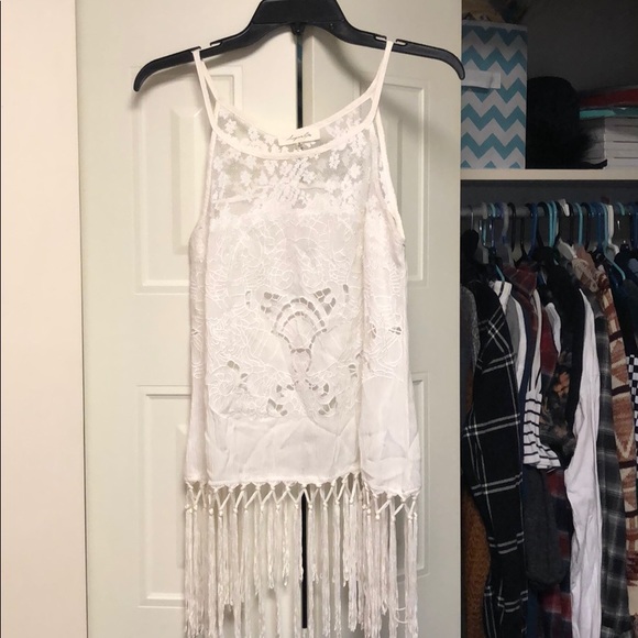 Sugarlips Tops - White Fringe Top